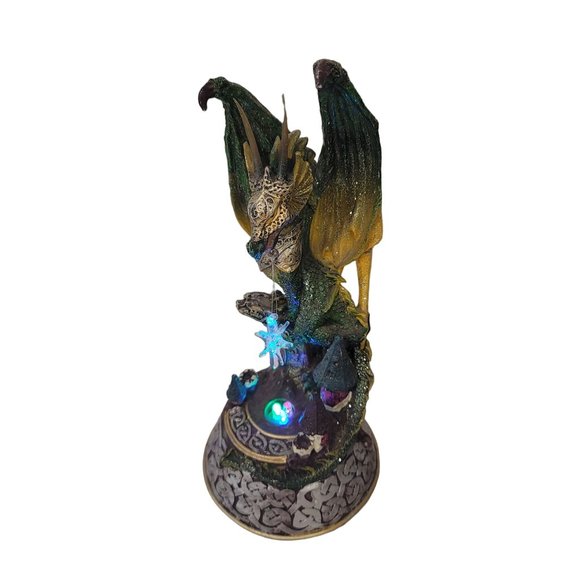Dragon Light Up LED Green Medieval Fantasy Figurine Lighted Statue Decor glitter - Picture 16 of 17